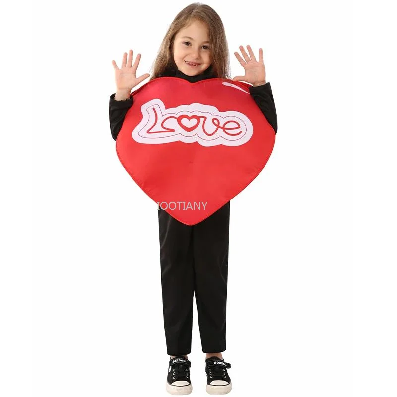 

2024 Unisex Valentine's Day Cosplay Costume Carnival Love Heart Dress Up Jumpsuit Party Holiday Children's Performance Outfit