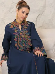 Abaya Kalkoen Kaftan Eid Djellaba Saudi Arab Robe Eid Djellaba Ramadan Moslim Vrouwen Maxi Jurk Geborduurde Islam Jalabiya Vestido