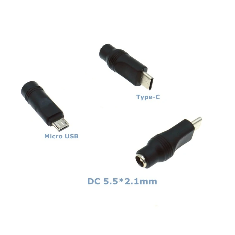 Type-C/micro USB Revolving DC5.5x2.1mm Female Socket, Suitable For Laptop And Mobile Phone Power Adapter Converter
