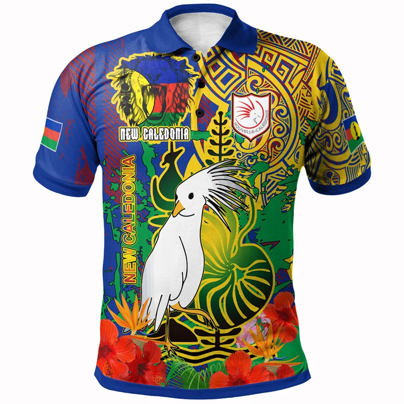 Fashion Hawaiian Polynesian Pattern Polo Shirt For Men 3D Print Coat Of Arms Short Sleeves Tees Kanaka Maoli Flag Lapel T Shirts