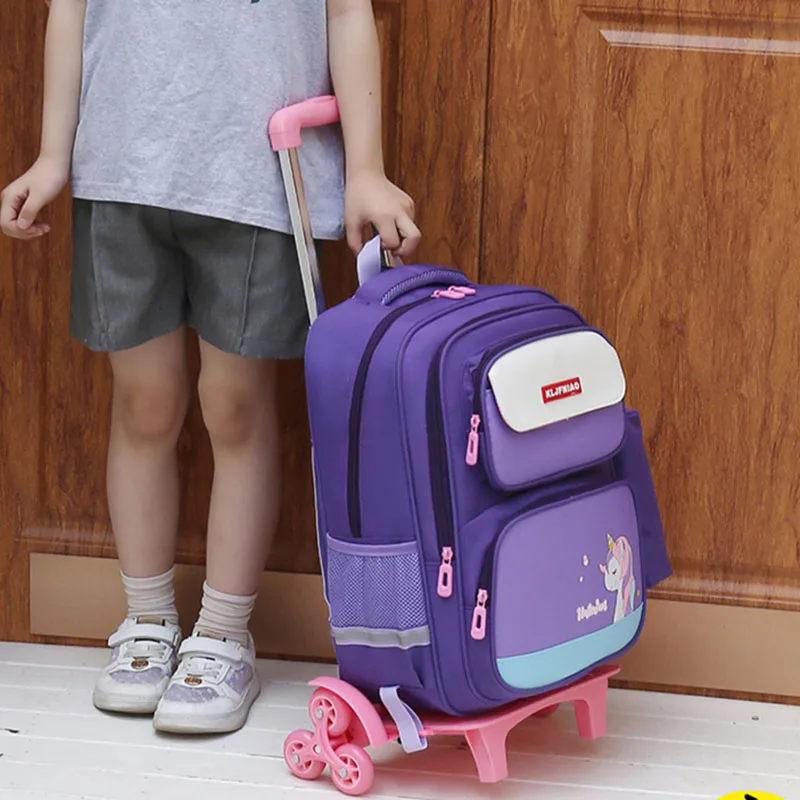 Rolling Mochilas Para Estudiantes Trolley Cartable Scolaire Fille Kids\' Luggage School Backpack for Girls Bagages Pour Enfants