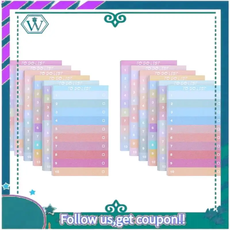 

12 PCS To Do List Sticky Notes 5.1X3.2Inch Assorted Colors 600 Sheets Lined, Planner, Daily Notepad