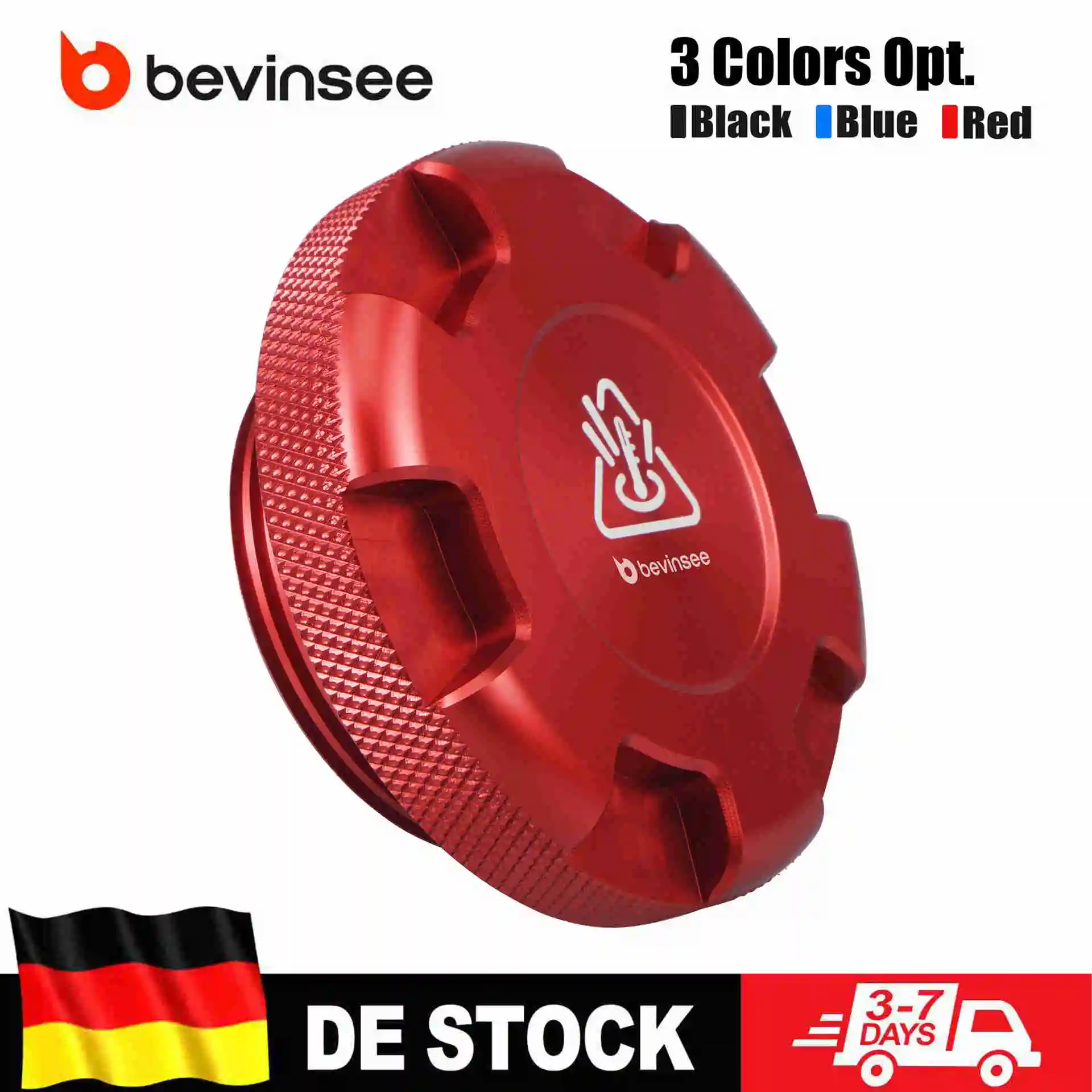 Image of BEVINSEE Aluminium-Kühlmittel-Ausgleichsbehälterdeckel für VW Golf MK7/7.5/6 GTI R, Golf MK8 GTI R, Passat B8, Tiguan II, Polo 5/6, Audi A3/S3/RS3 8V TT Q3, Skoda Octavia 3/4 vRS, Cupra SEAT Leon