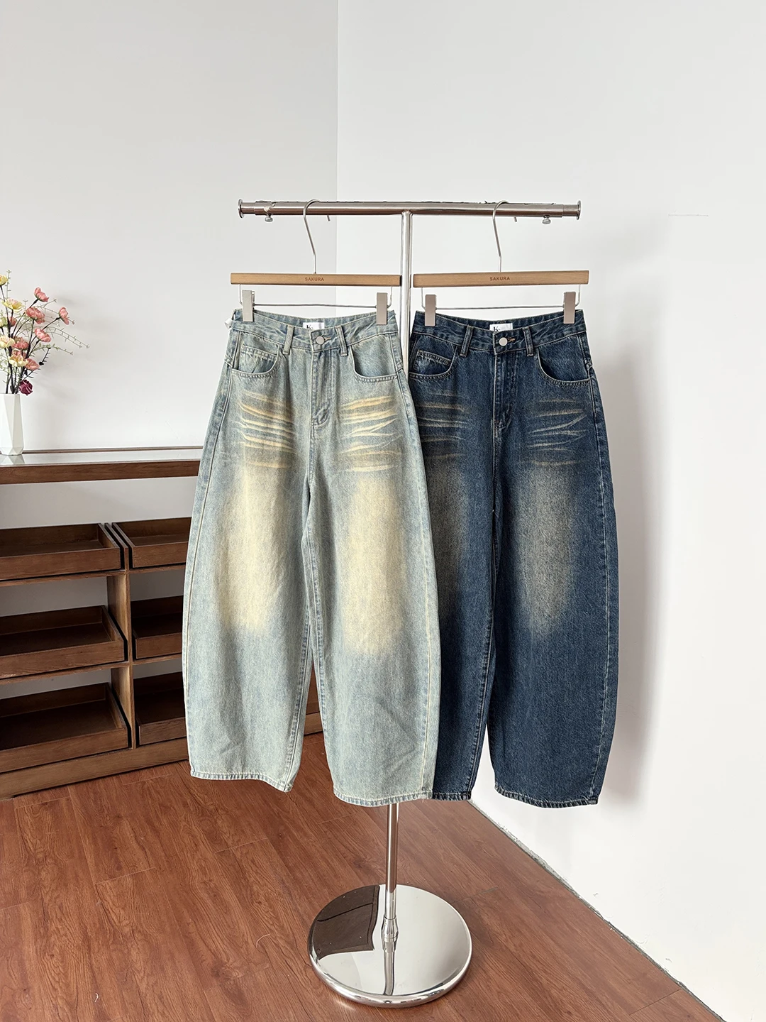 

High Waist Slim Fit Denim Pants Women's Fashionable Versatile Commute Wide Leg Jeans American Retro High Street Style