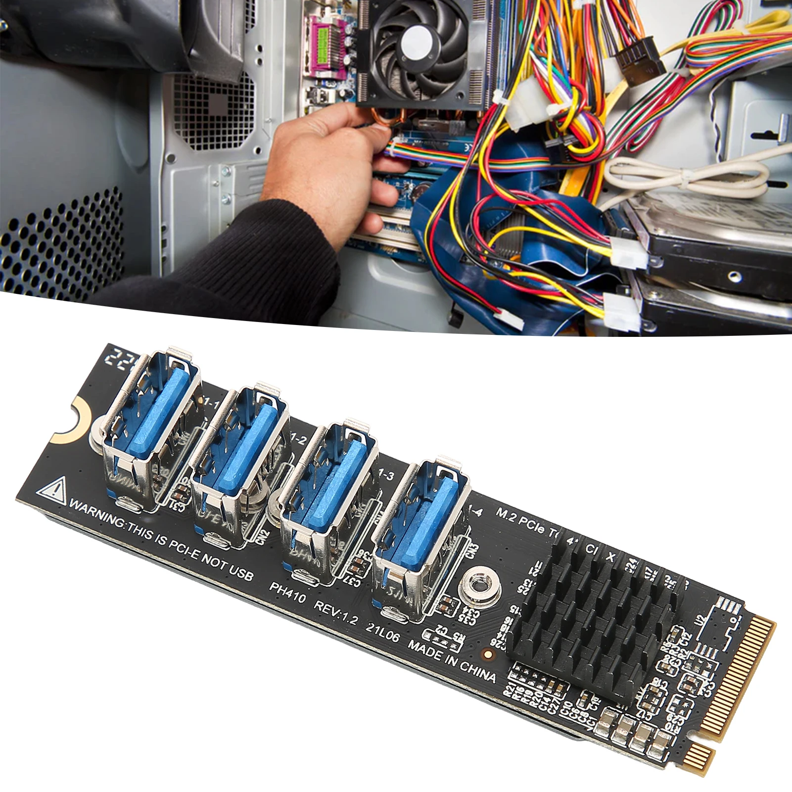 M.2 to PCIe Expansion Card PCIE 4 Ports Strong Anti Interference Stable  M.2 to Pcie 4 Port M.2 to Pcie 4 Port USB
