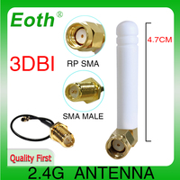 EOTH 1 or 2pcs 2.4g antenna 3dbi sma female wlan wifi 2.4ghz antene  SMA male pigtail Extension Cable iot module antena