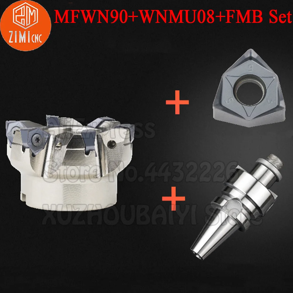 90 ° MFWN double sided hexagonal plane cutting milling cutter rough machining WNMU080608 fast feed milling insert with BT30/40