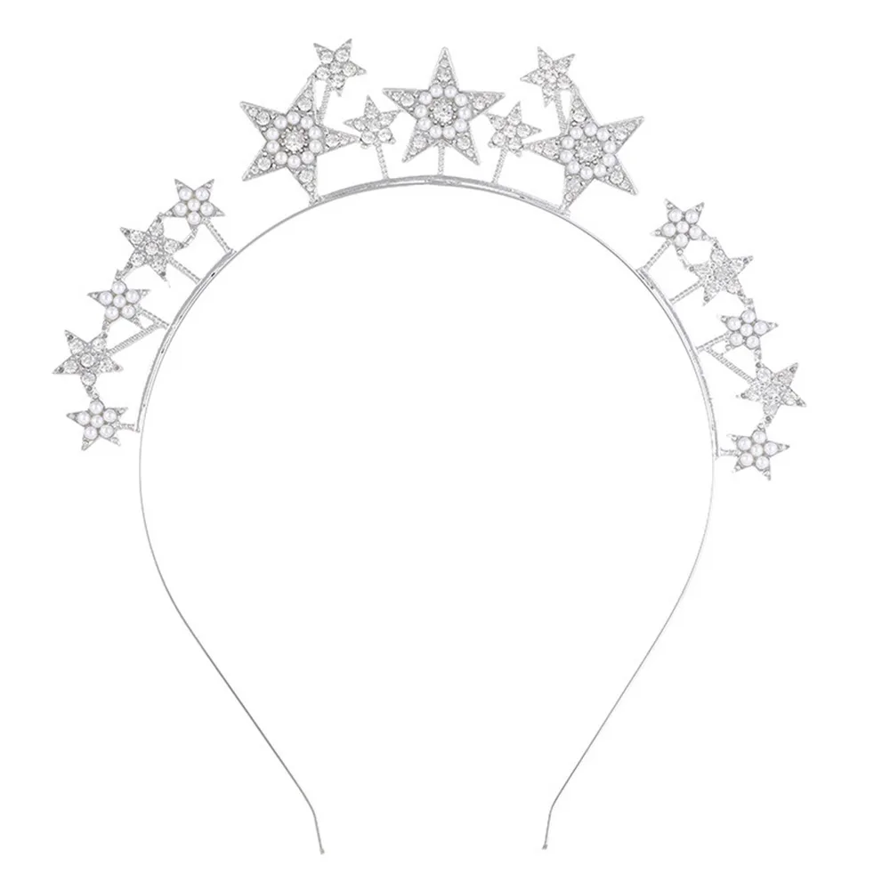 Gold Silver Color Crystal Star Hairband Sparkling Stars Tiaras Bridal Crown Hair Accessories Headwear Bride Wedding