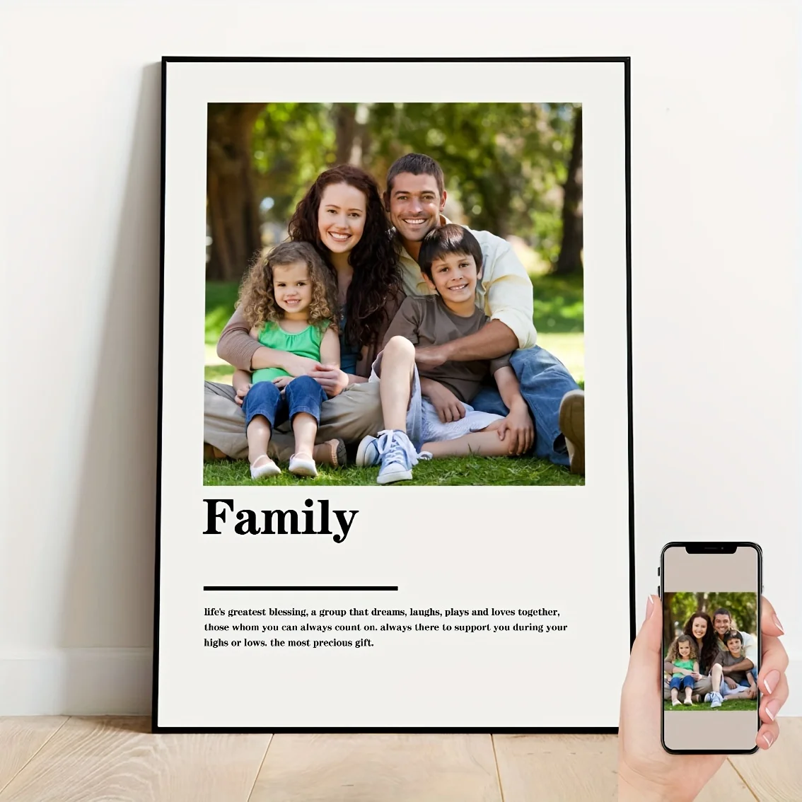Custom Family Photo Printing Canvas Painting Personalized Pet Family Couple Wall Art Poster Picture for Home Decor New Year Gift
