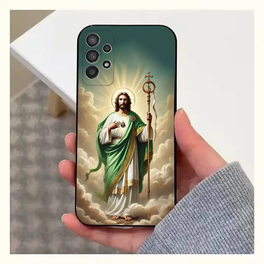 Casing Ponsel San J-Judas Tadeo Belief Untuk Samsung S25,S24,S23,S22,S20,S21,S10,Ultra,Plus,Lite,FE, Penutup Silikon Lembut Warna Hitam