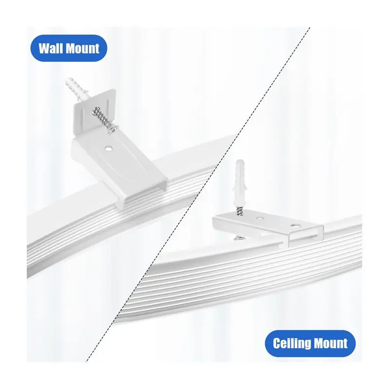 6pcs Ceiling Top Clamping Side Mounted Curtain Track Rail Accessories Windows Plastic Home Window Decor Curtain Accessory