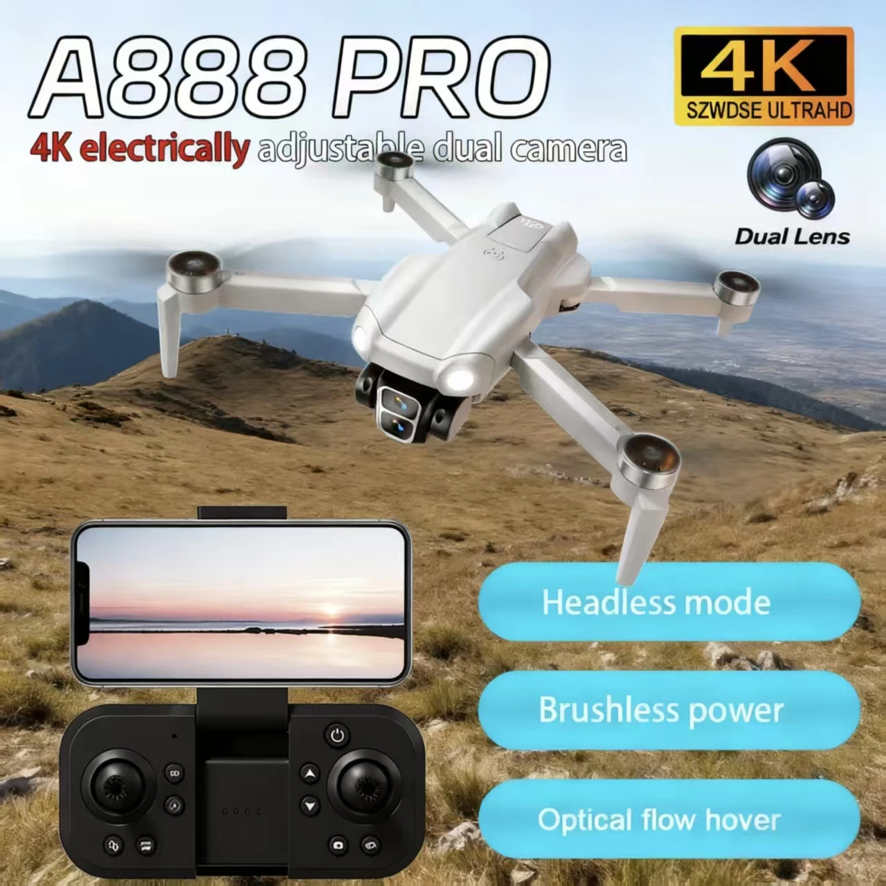 

Новый A888 Дрон 4K Профессиональный HD Двойная Камера Бесщеточный Оптический Поток Hover Аэрофотосъемка Складной Квадрокоптер Игрушки Подарки