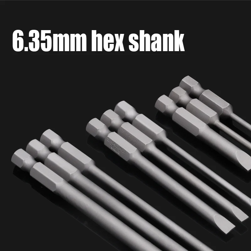 

1PCS 50-150mm Electric Flat Head Slotted Screwdriver Bit SL2-SL6 Strong Magnetic Batch Head Hex Shank Impact Screw Driver