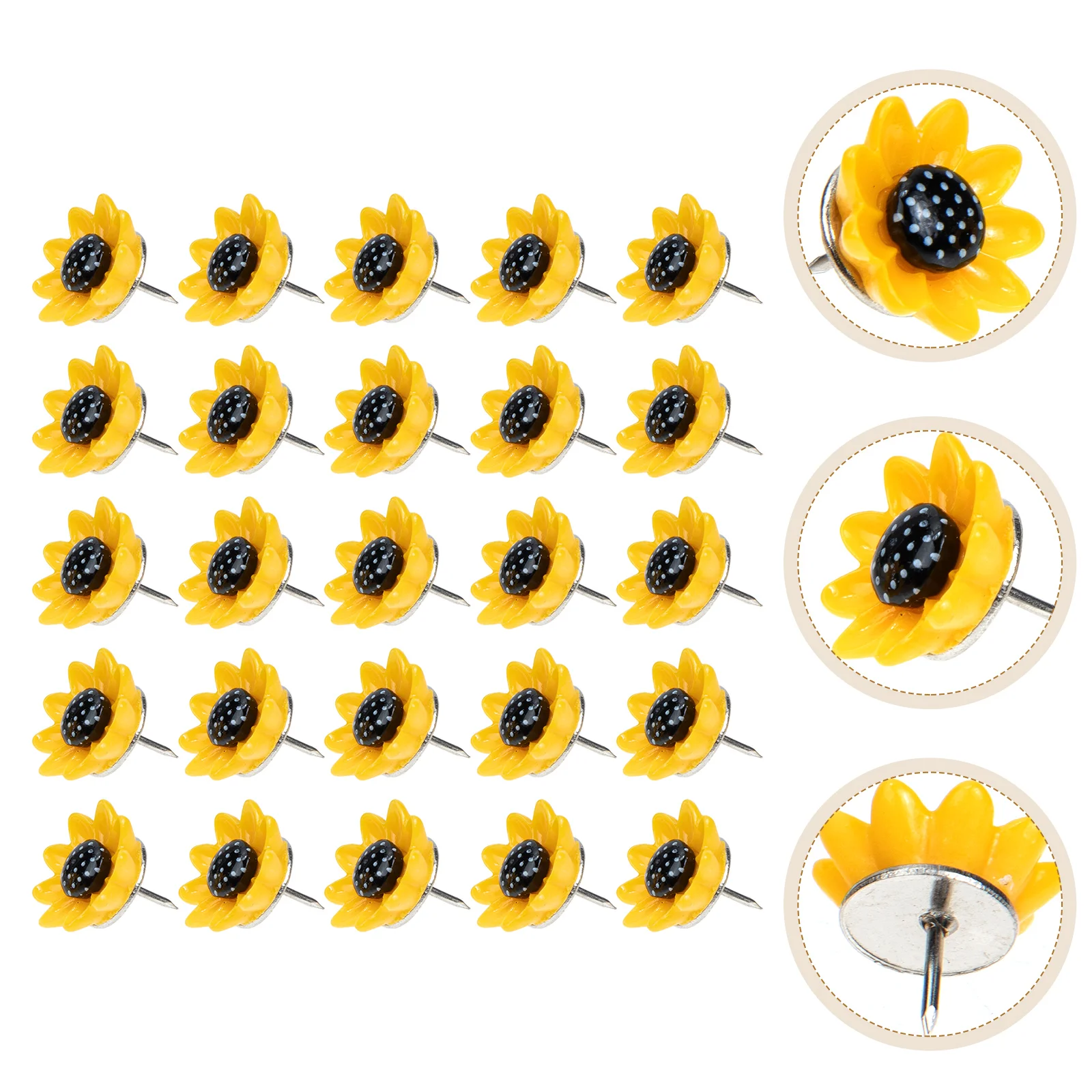 

Flower Push Adorable Thumb Classroom Brads Decorative Braid Yellow Resin Paper Pushpins Office