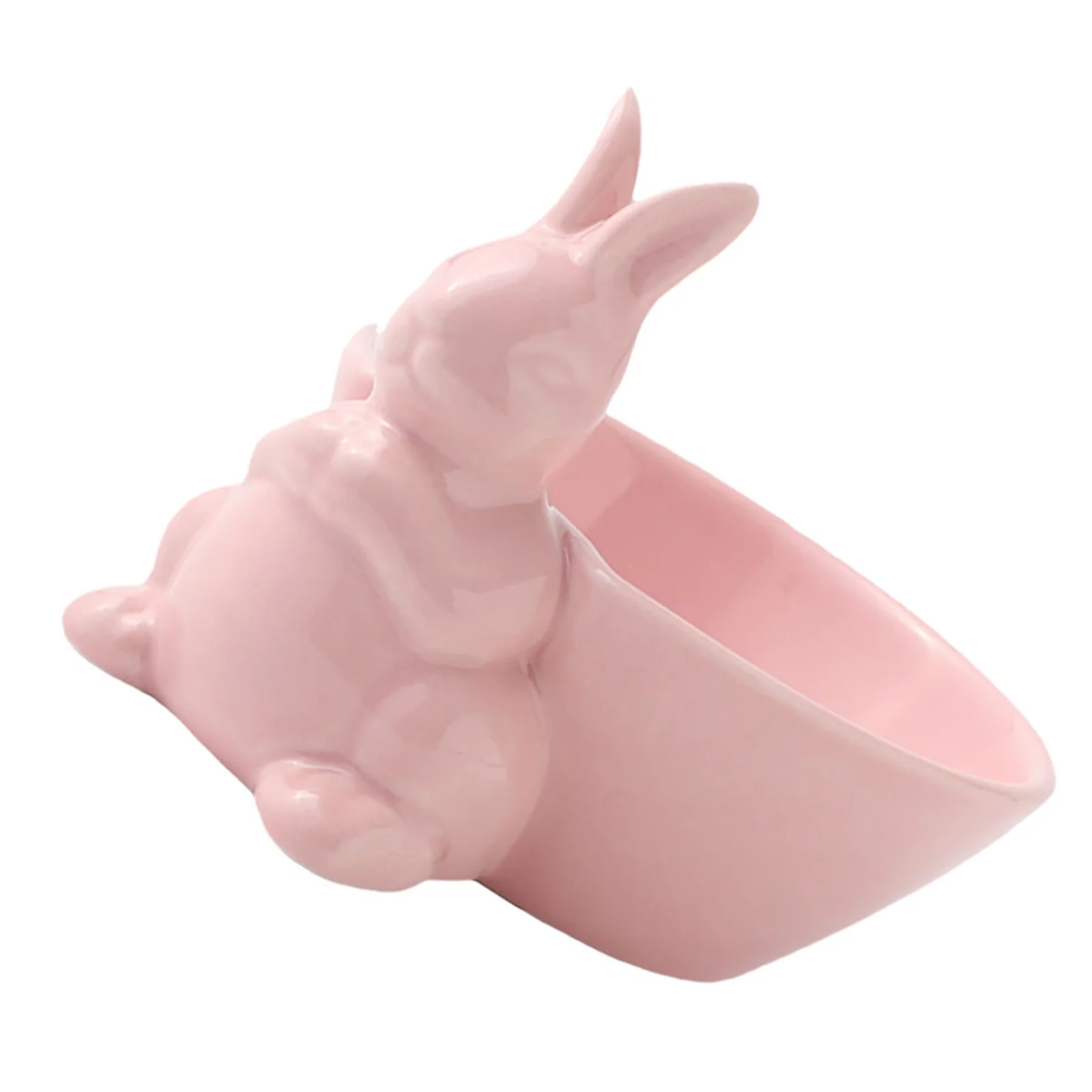 

1Pcs Bunny Pudding Ceramic Bowl Pink Easter Party Food Serving Container Salad Snack Tableware Ceramic Bowl Relish Tableware