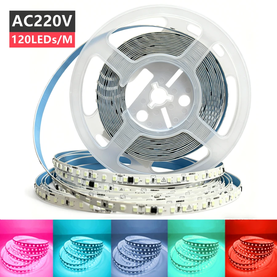 20~0.5M AC220V SMD LED Strip Light 120LEDs/m Flexible Cuttable Soft LED Tape Light Yellow Pink Home Cabinet TV Decor Lamp Bar