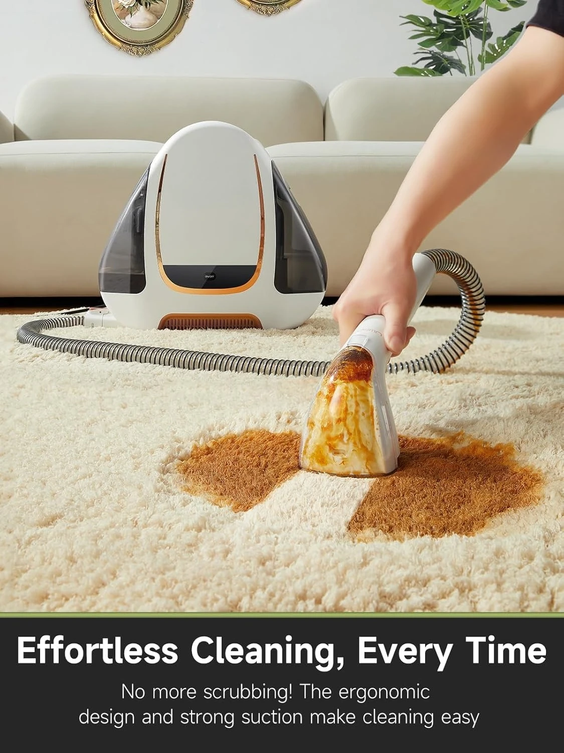 

Portable Carpet & Upholstery Cleaner Machine, 15Kpa Powerful Suction Small Handheld Cleaner, Carpet Shampooer for Rug