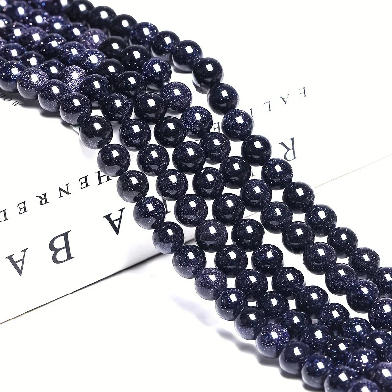 Starry Sky Natural Stone Blue Sandstone Beads 4/6/8/10mm Round Loose Beads For Jewelry Making DIY Bracelet Necklace Accessories