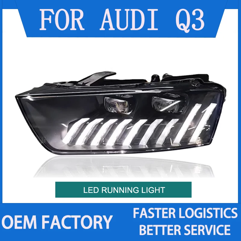 1 Pair LED Head Light Assemly for Audi Q3 2013-2018 Plug and Play Headlights Plug and Play LED DRL Dynamic Turn Headlights