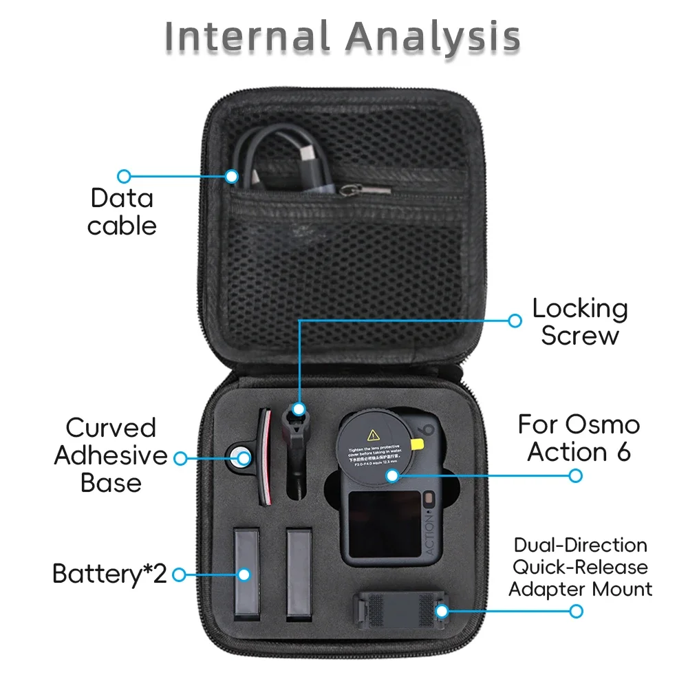 

Osmo Action 6 Portable Storage Bag PU Waterproof Protector Box Outdoors Carrying Case For DJI Osmo Action 6 Camera Accessories