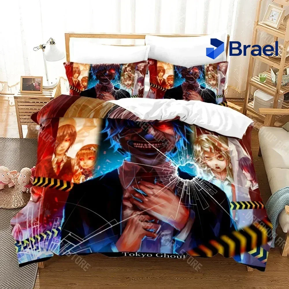 Exquisite 3D Print Tokyo Ghoul Anime Bedding Set Duvet Cover Kaneki Ken Double Twin Full Queen King Adult Kids Bedclothes Quilt
