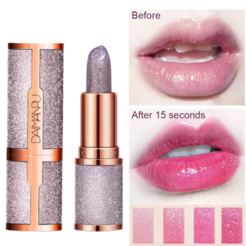 New Glitter Star Lipstick Diamond Lipstick Temperature Changing Color Long Lasting Waterproof Nude Makeup Moisturizing Lipstick