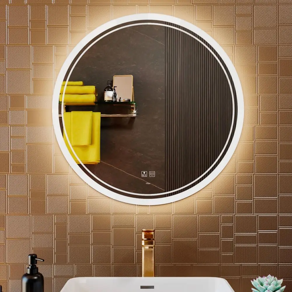 Led Bathroom Mirror for Wall Mounted Oval Lighted Vanity Mirror with Lights Backlit, Frameless Wall Mirror with Lights Anti-Fog