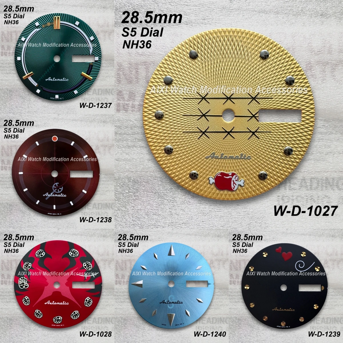 

28.5mm S5 Logo Straw Hat Dial Fit NH36 Movement Dual Calendar High Quality Watch Modification Accessories 3.8 o'cl
