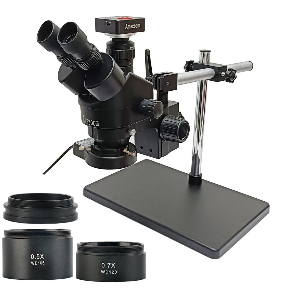 4K 60MP Digital Video Microscope Camera With HDMI USB output 7X-45X Trinocular Dual Arm Support  Stereo Microscope 0.5X Adapter