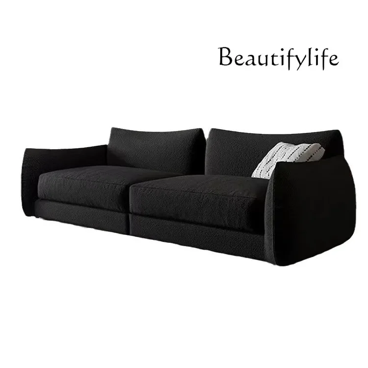 

Nordic modern retro black sofa Teddy velvet straight row three-person fabric sofa