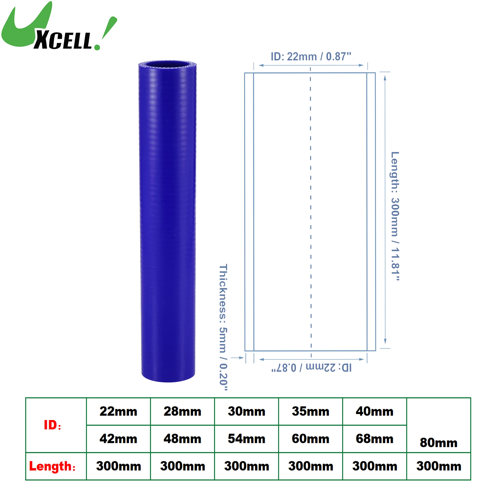 

UXCELL 0 Degree 22mm 28mm 32mm 42mm 54mm 60mm 68mm 70mm ID 300mm Length Car Silicone Hose Coolant Hose Universal Blue