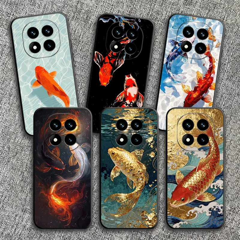 Мягкий чехол для телефона Golden Carp Lucky Koi для Xiaomi Redmi Note 12 13 14 15 Pro Plus 11 12S 11S 11T 10 4G, черный, задняя крышка-накладка