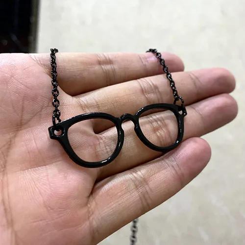 Black Glasses Pendant Necklace For Women Man Personality Punk Jewelry Accessories Gift Hollow Eyeglass Frames Charm Chain Choker
