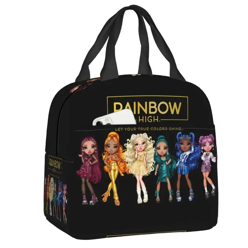 Characters Of Rainbow High Lunch Box Women Cooler Thermal Food Insulated Lunch Bag School Children Student Picnic Tote Bags