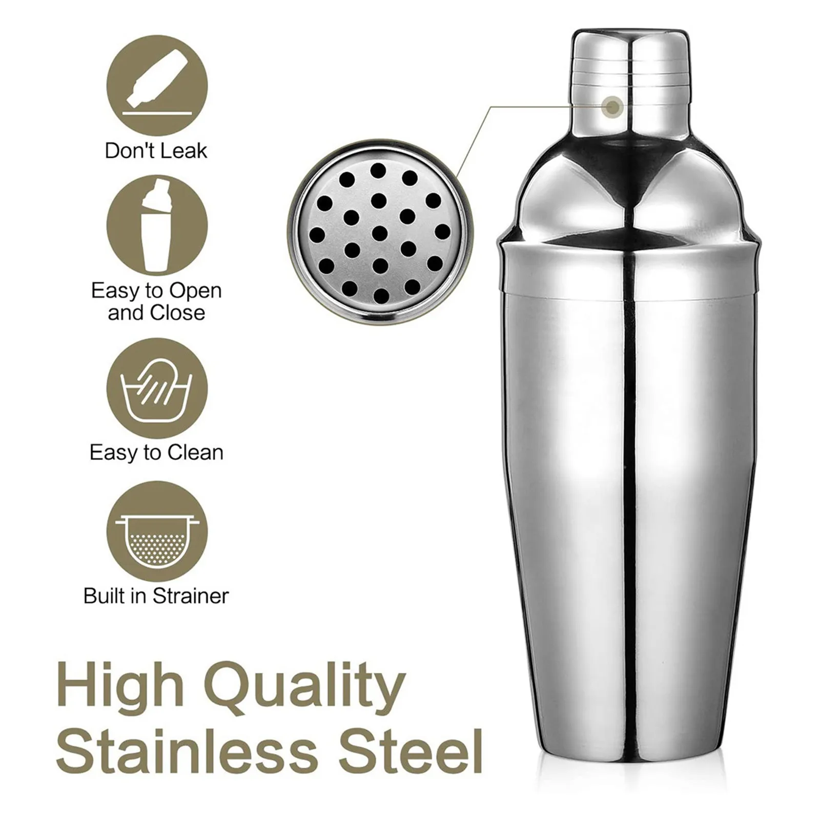 

6 Pieces/Set Stainless Steel Cocktail Shaker Set Complete Set Of Mixing Tools Bar Cocktail Drum Packaging Home Bar Tools Kit