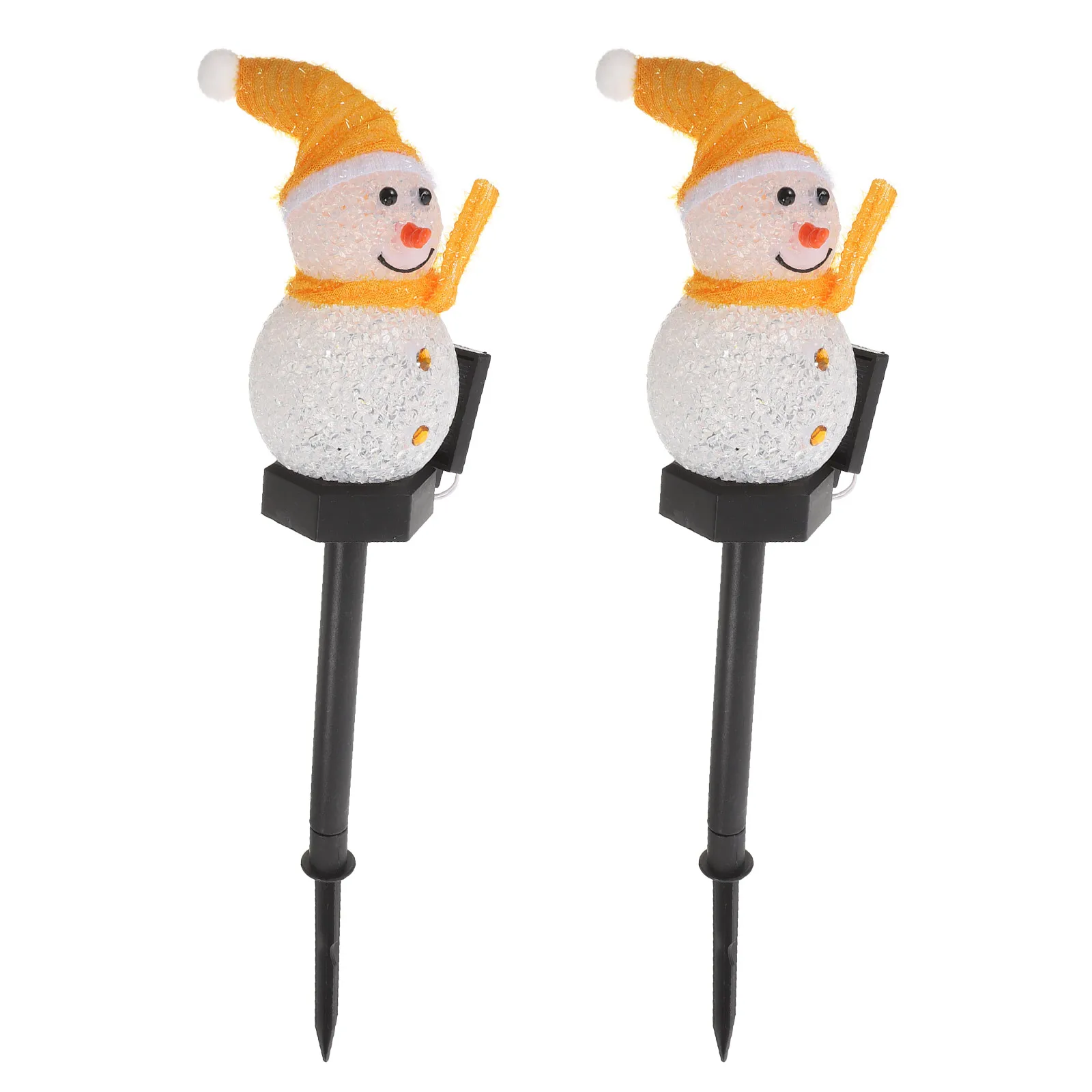 

2pcs Snowman Ground Powered LED Landscape Lighting Outdoor Low Energy Consumption Eco-friendly Easy Install Christmas