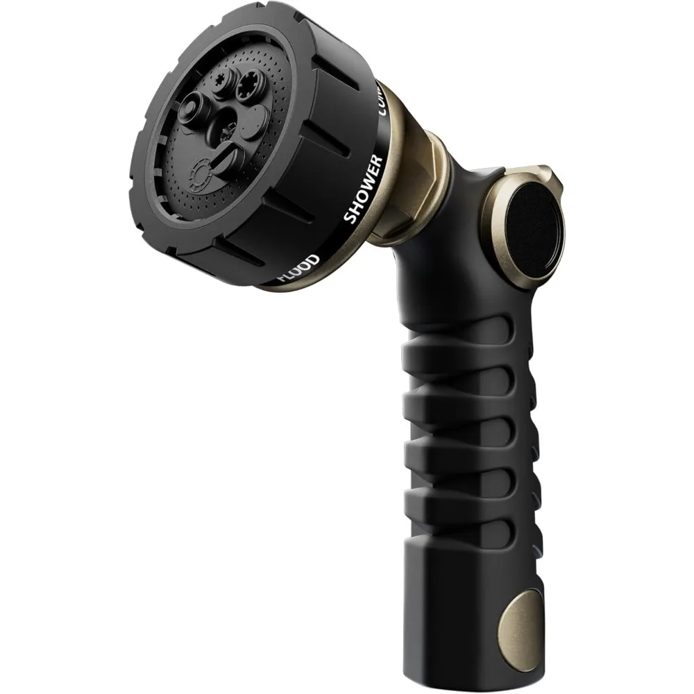 

Сверхмощная насадка для шланга RESTMO, металлический распылитель для садового водяного шланга с 7 узорами полива, контроль большого пальца, клапан включения и выключения, высокий пресс