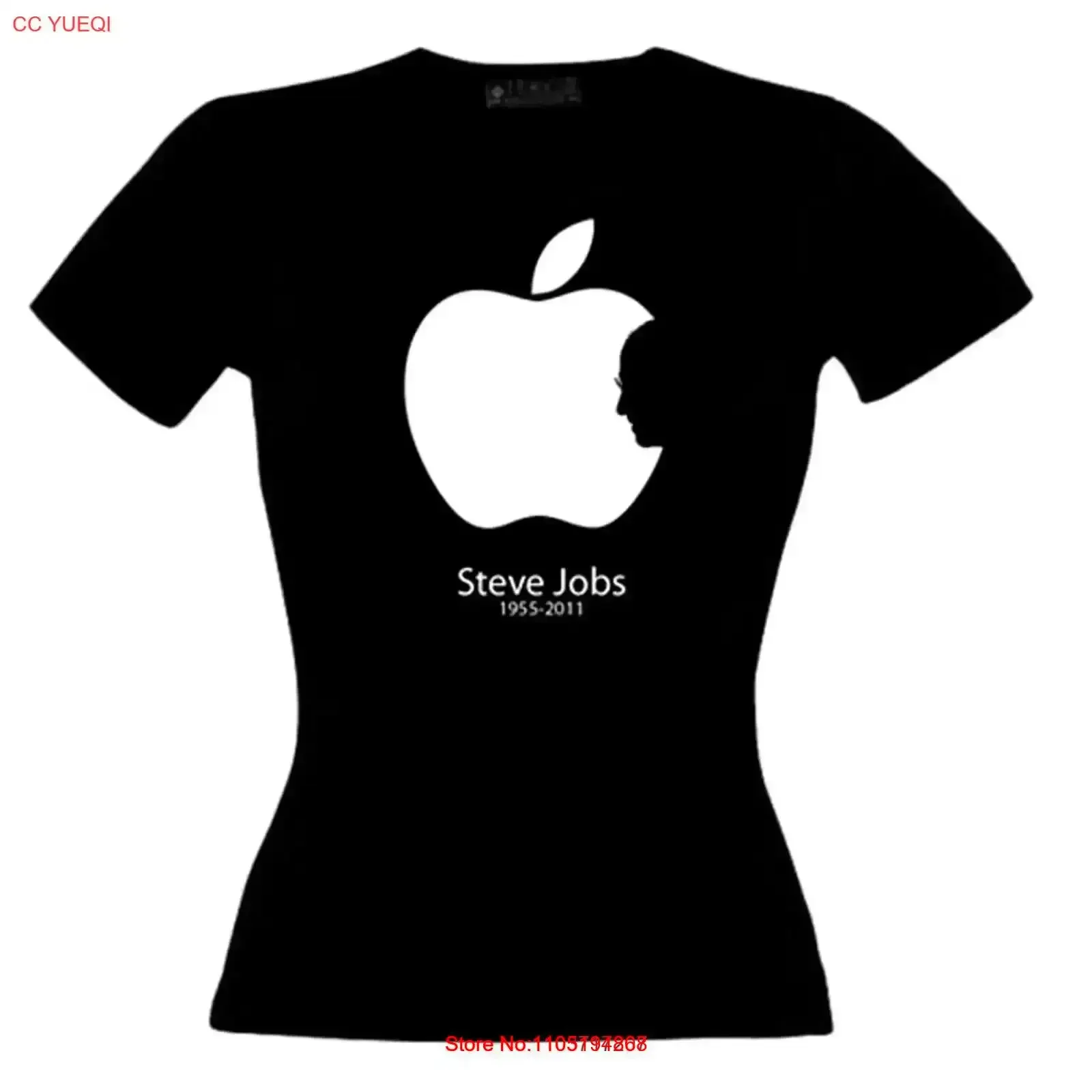 Women's Tribute to Steve Jobs Black T Shirt vintage Washed Stylish designer clothes graphic Stretched Versatile vintage Washed