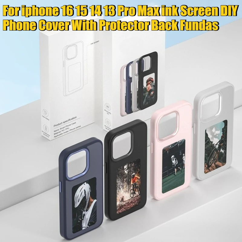 NFC Function Smart Phone Cases For iphone 16 15 14 13 Pro Max ink Screen DIY Phone Cover With Protector Back Fundas Battery Free