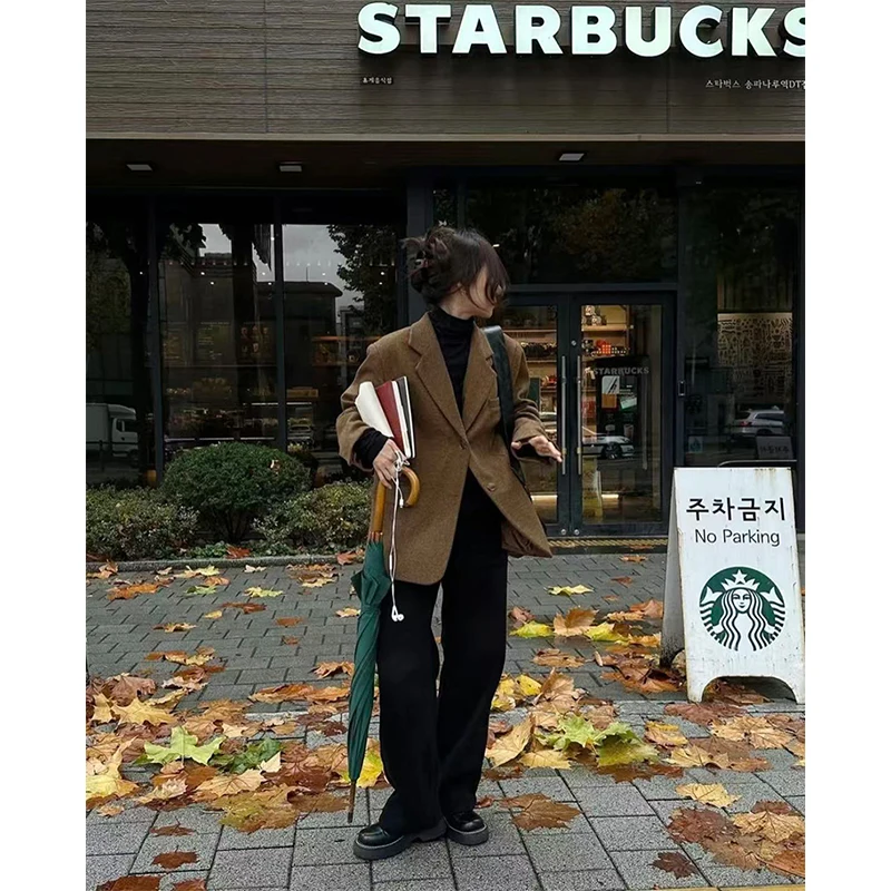 MEXZT سترة كلاسيكية للسيدات بجيوب بدلة عمل سترة شتوية كورية للتنقل معطف مكتب للسيدات تصميم ملابس خارجية جديدة #5