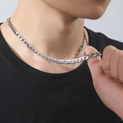 My Shape chaine homme,collier homme,Colliers en chaîne cubaine de base pour hommes et femmes, Punk, boîte Figaro, gourmette, chaîne ras de cou, fermoir à homard, mode, bijoux pour hommes,bijoux hommes