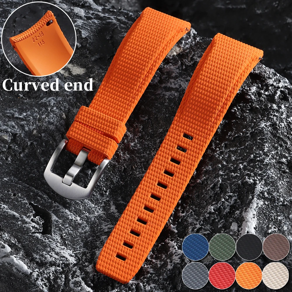 New Curved End Watch Strap Quick Release FKM Rubber Watchband for Omega for Swatch 20mm 21mm 22mm Women Men Sport Bracelet