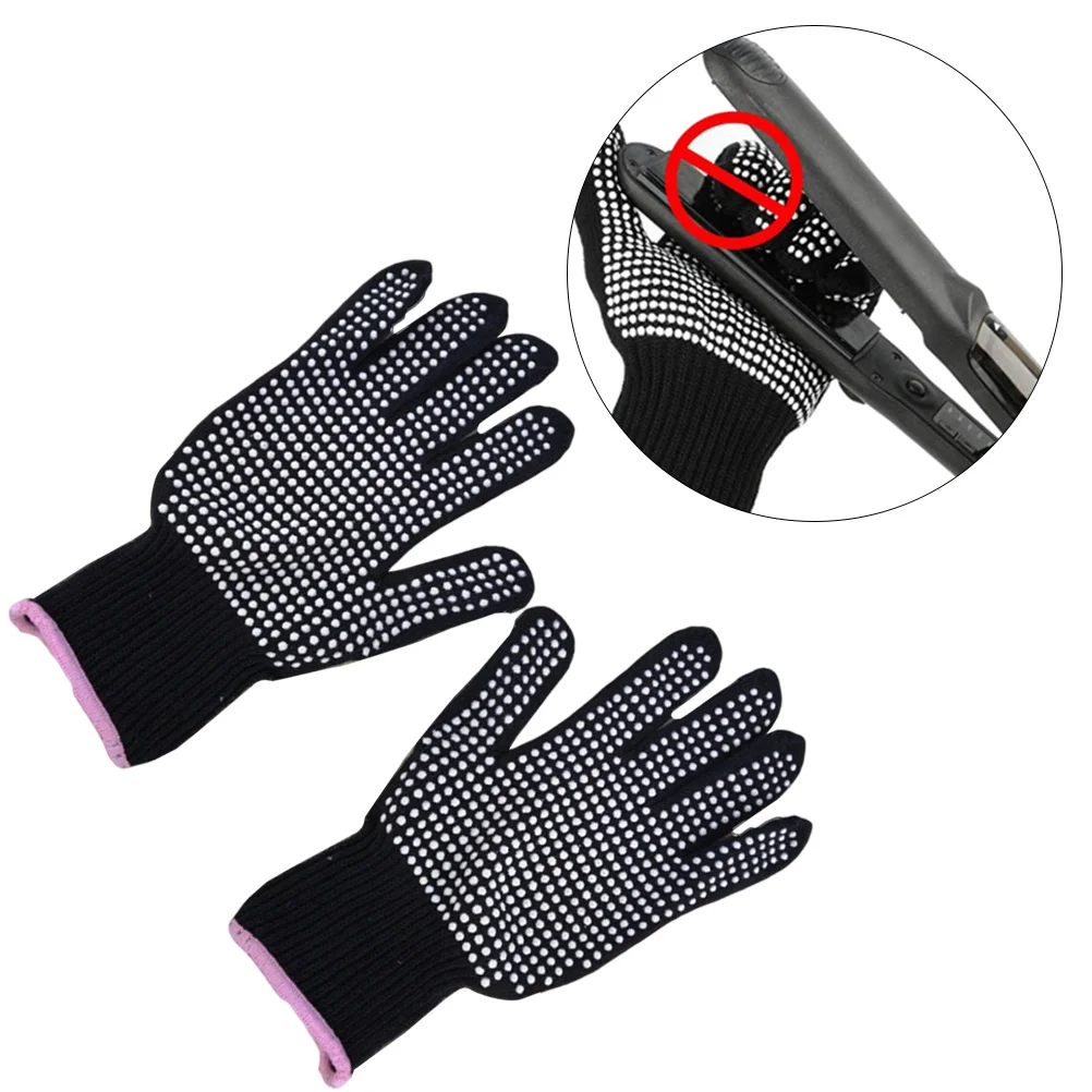 

1pcs 1 Pair Heat Resistant Gloves Black For Hair Styling Tools Perm Curling Iron Oven Microwave Use Cooking Safety Protection