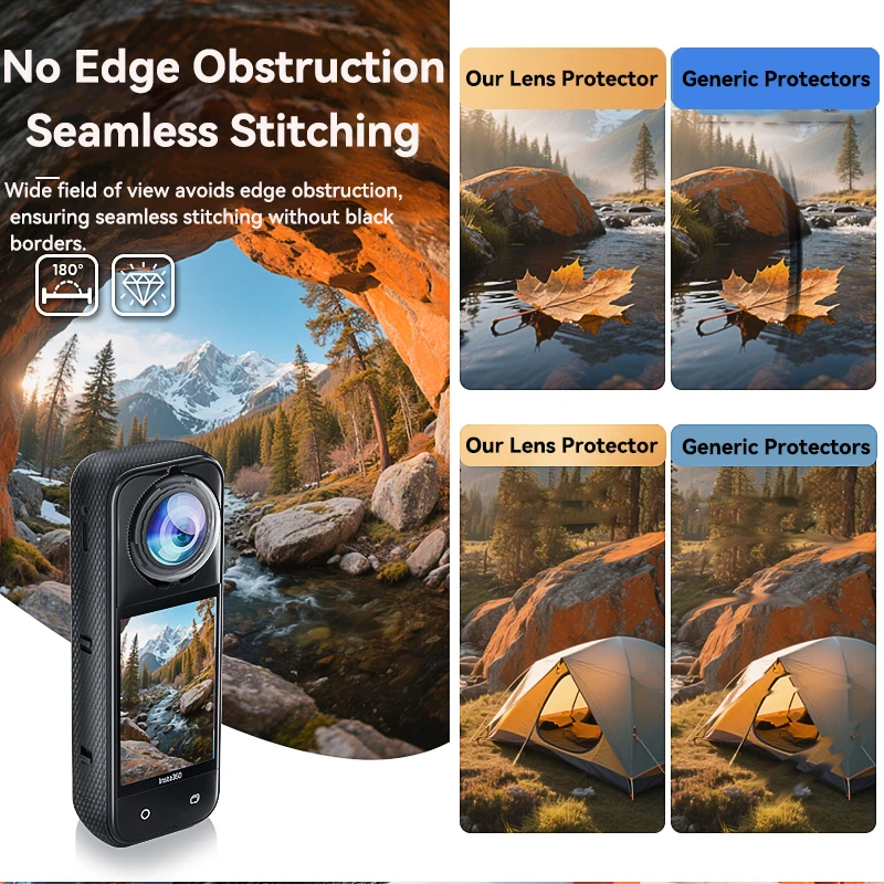 Para insta 360 x5 protetor de lente premium guarda de vidro óptico ultra claro removível anti-risco capa da câmera acessórios