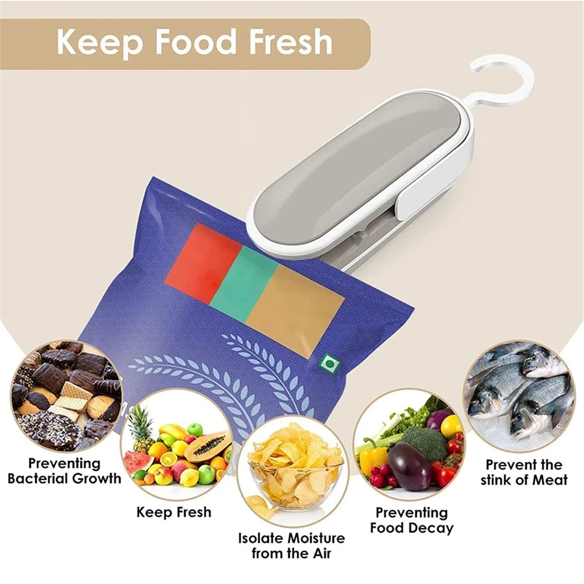 Mini Bag Sealer Portable Sealing Bags Machine, Handheld Heat Food Vacuum Sealer Machine Storage Potato Chip Cookie Bags