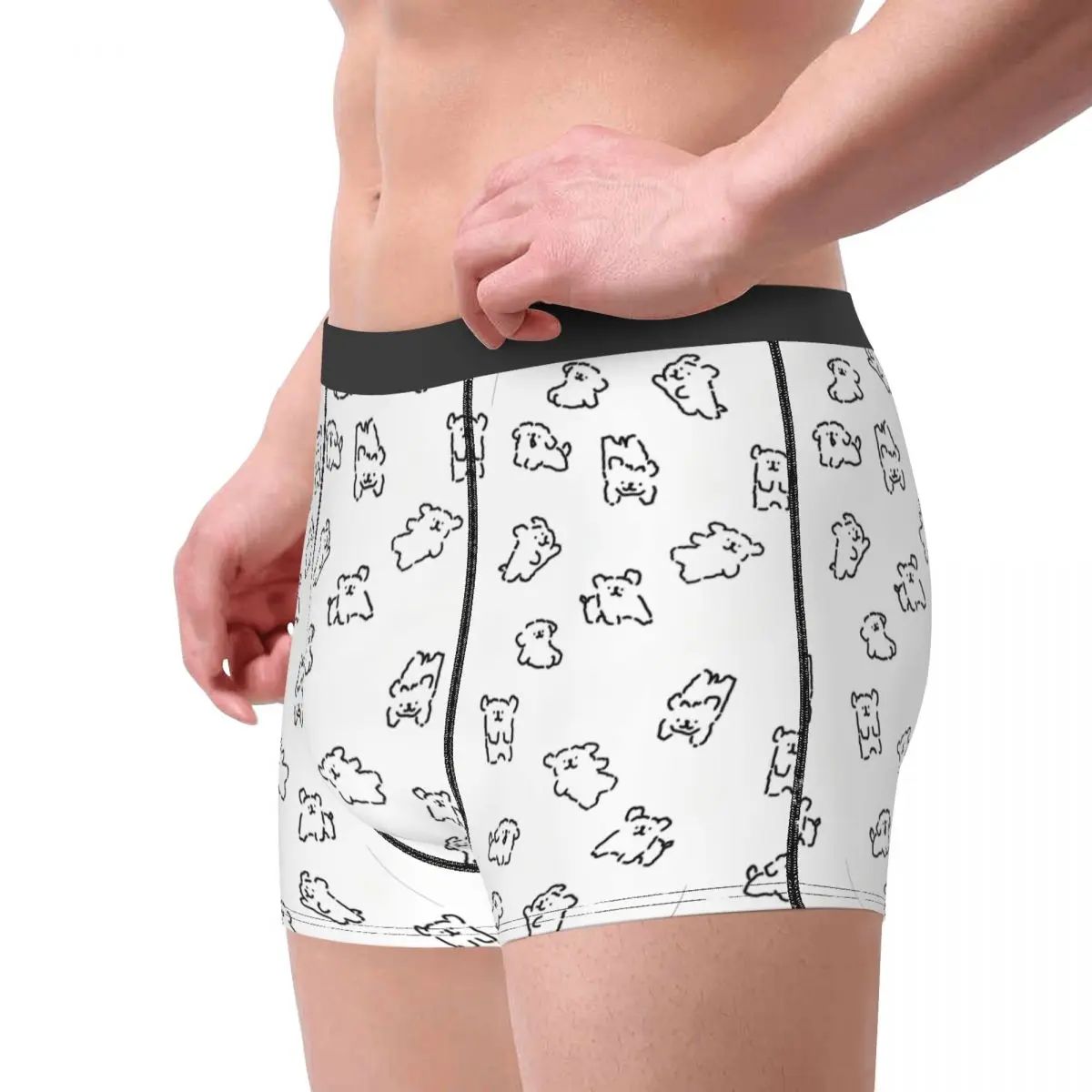 Men Ins Korea Line Puppy Maltese Boxer Briefs Shorts Panties Mid Waist Underwear Various Post Homme Novelty Plus Size Underpants