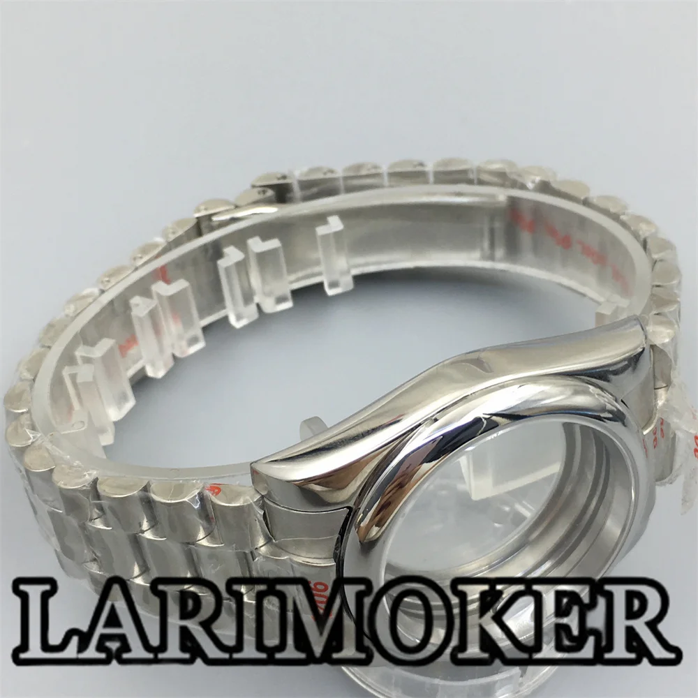 LARIMOKER-brazalete de acero inoxidable con bisel redondo, caja de cristal de zafiro, movimiento automático, 36mm/39mm, para NH35, NH36, ETA2824, PT5000