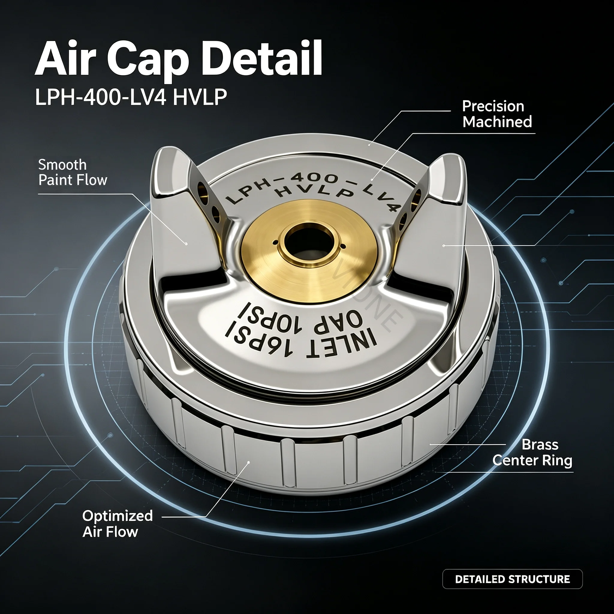 Japan LPH-400-LV4 Air Cap, Needle & Nozzle Set Corrosion and rust resistance Compatible with LPH-400 spray gun