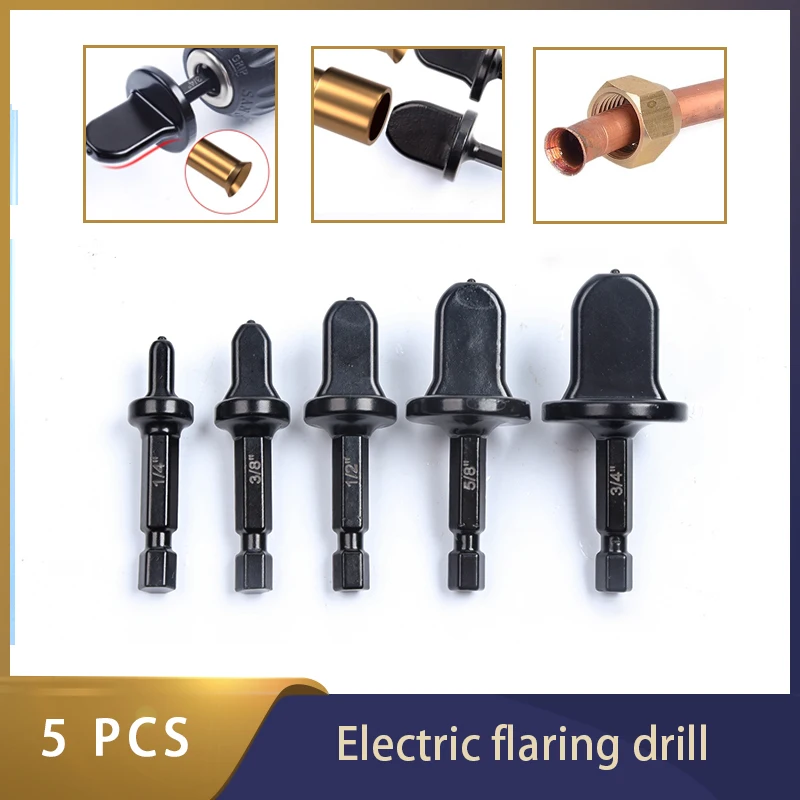 5Pcs or 12pcs Air Conditioner Copper Tube Expander 5 Sizes Wear-resistant Swaging Tool Drill Bit Pipe Flaring Set