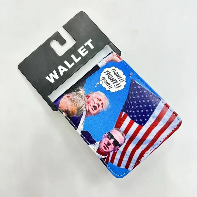 Trump 2024 Cartoon PU Wallet  USA Save America Great Again Fashionable Multifunctional Portable Card Holder Coin Purse Boy Gift